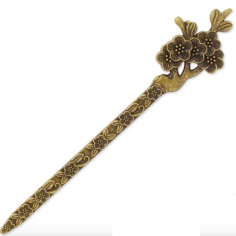 Segnalibro colore bronzo antico con inciso dei fiori di...