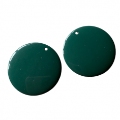 Perla piatta in resina verde scuro con un solo foro 40mm,...