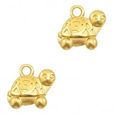 Piccolo Charm dorato tartaruga bombata 13x12mm, x 1