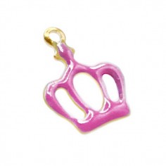 Charm dorato corona smaltata rosa vivace su entrambi i...