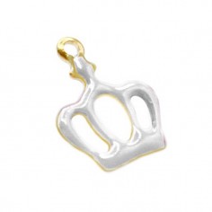 Charm dorato corona smaltata bianco su entrambi i lati...