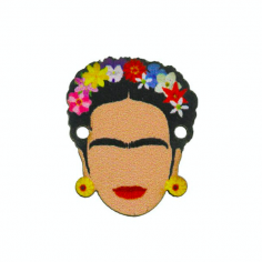 Charm connettore in legno viso Frida Khalo 24x20m, x 1