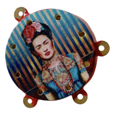 Tamburello siciliano con immagine di Frida Khalo su...