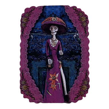 Cabochon in legno Calavera Catrina 66x40  mm, x 1