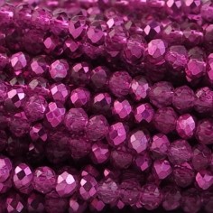 Sfera cristallo rotonda schiacciata fuxia 4x3  mm, x 12