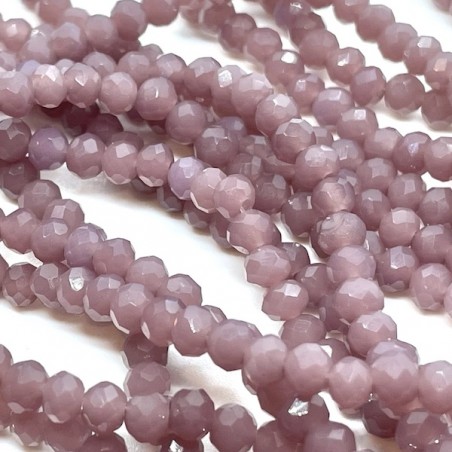 Filo di sfera cristallo rotonda schiacciata violetto Opal 4x3mm, circa 140 pezzi