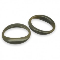 Coppia Charms in resina ovali chiusi color  khaki pieno...