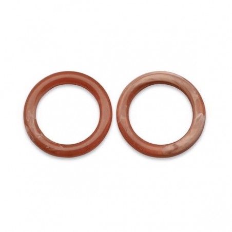 Coppia Charms in resina anelli chiusi color terracotta con venature 30x4x3 mm, x 2