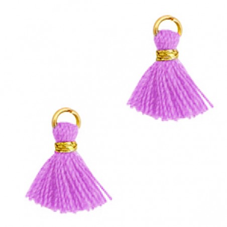 Piccola nappina in cotone con anellino dorato apribile color viola chiaro 2 cm, x 1
