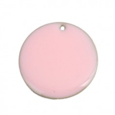 Placchetta smaltata su entrambi i lati rosa 20 mm, x 1
