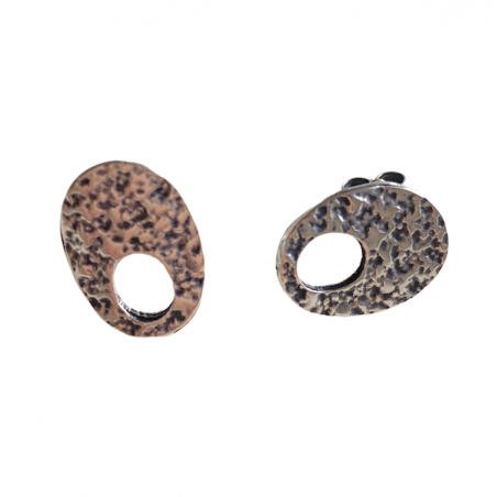 Orecchino a chiodo argento americano piccolo ovale punzonato 15x11mm, una coppia