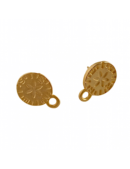 Orecchino a chiodo dorato rosa dei venti 15x12 mm, una coppia