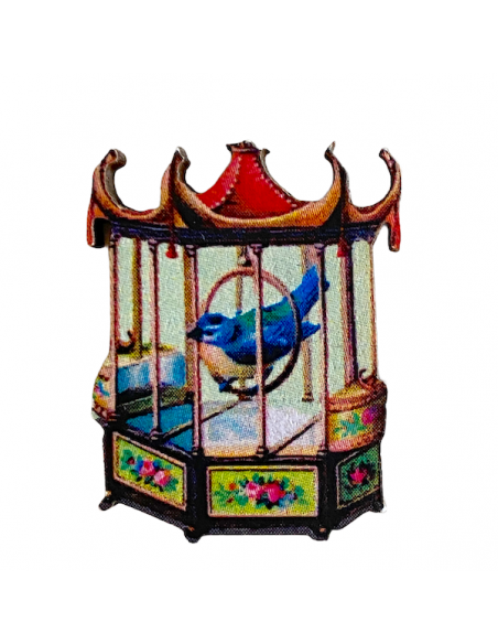 Cabochon in legno "Old Japanese bird cage" circa 56x45 mm, un pezzo