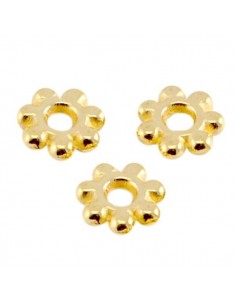 Perline distanziatori con bordo a fiorellino 6x2 mm con...