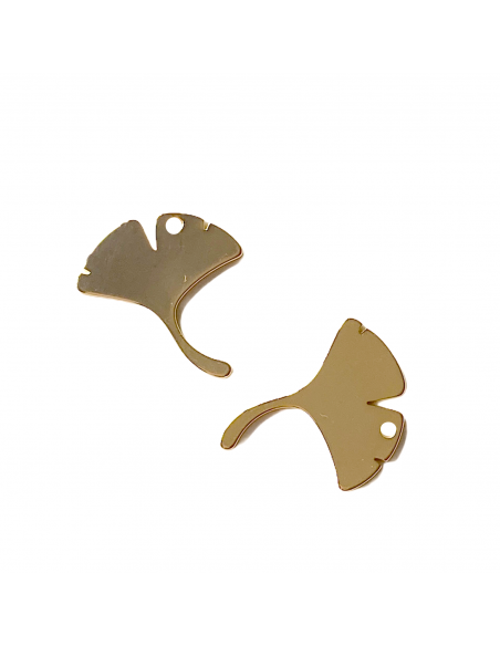 Charm in acciaio foglia di Gingko con foro sulla foglia 19x16mm, x 1