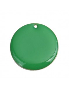Placchetta smaltata su entrambi i lati verde erba 25 mm, x 1
