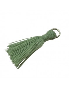 Nappina in cotone con anellino argento verde oliva 30mm, x 1