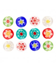 Confezione di 5 perline rondella in vetro millefiori...