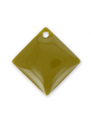 Charm smaltato rombo verde oliva 16x16mm, x 1