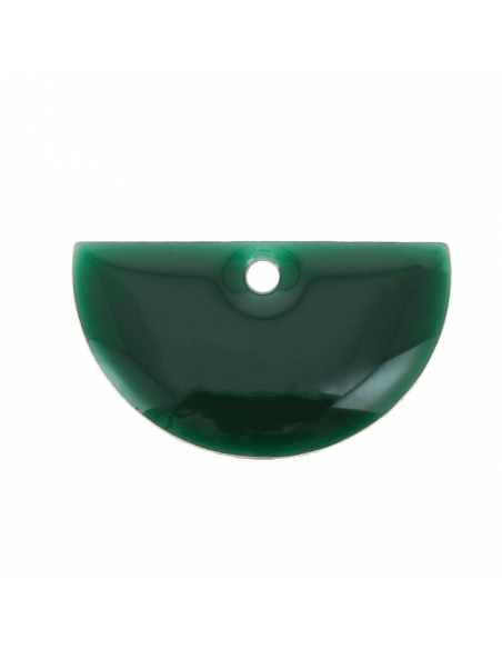Charm mezzaluna smaltata su entrambi i lati verde abete 9,5x16mm, x 1