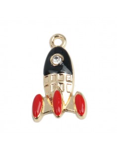 Charm dorato smaltato Razzo spaziale 22x16mm, x 1