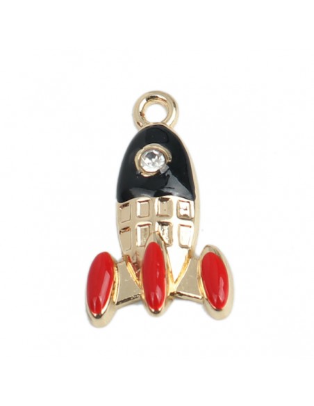 Charm dorato smaltato Razzo spaziale 22x16mm, x 1