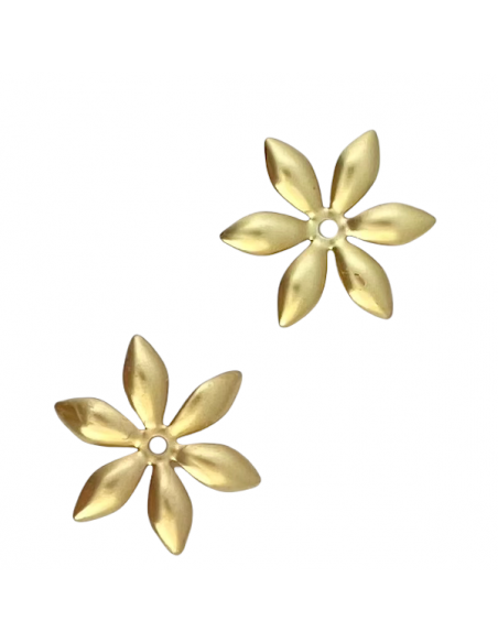 Charm fiorellino dorato matt a sei petali 16 mm, x 1