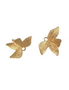Charm connettore foglie dorato matt 20x12mm, x 1