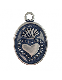Charm argento americio placchetta con inciso Cuore Sacro...