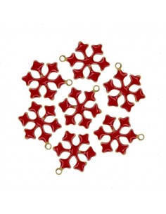 Charm smaltato su entrambi i lati fiocco di neve rosso...