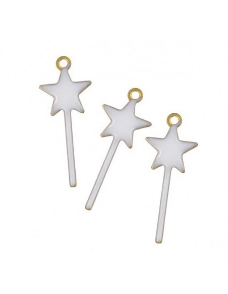 Charm smaltato su entrambi i lati bianca Bacchetta Magica 8x20mm, x 1