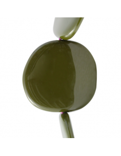 Perla piatta irregolare color verde militare 60 mm, x 1