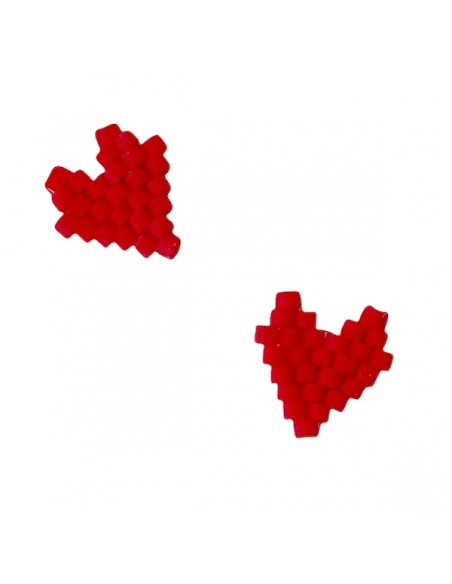 Charm dorato cuore effetto pixel rosso 10x10mm, x 1