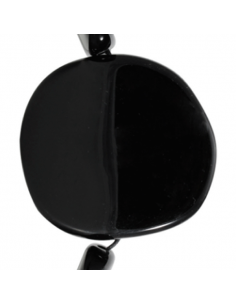 Perla piatta irregolare in resina nero satinato 60 mm, x 1
