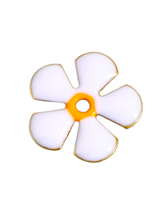 Charm fiorellino smaltato bianco su entrambi i lati 13mm,...