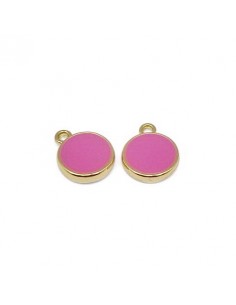 Charm dorato con smaltatura sono da un lato fuxia...