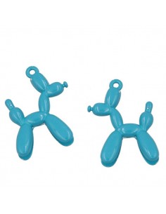 Charm in ottone smaltato azzurro in 3D Barboncino di...