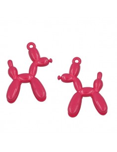 Charm in ottone smaltato lampone in 3D Barboncino di...