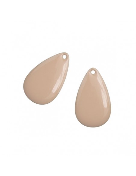 Charm goccia smaltata su entrambi i lati toffee 21x13 mm, x 1