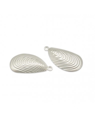 Charm conchiglia matt argento bombata 28x14mm, x 1
