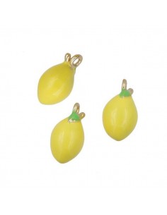 Charm in ottone in 3D limone 10x5 mm, x 1