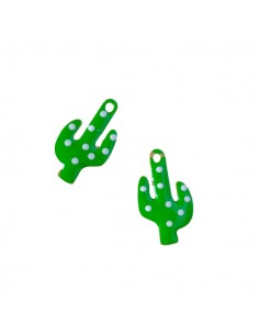 Charm cactus smaltato verde a poi bianchi su entrambi i...