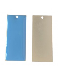 Charm placchetta rettangolare dorata smaltata azzurro...