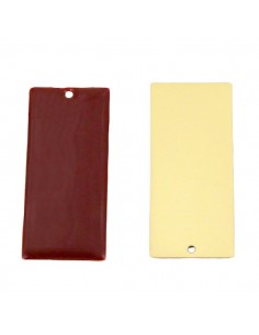 Charm placchetta rettangolare dorata smaltata rosso...