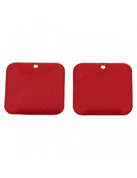 Charm placchetta quadrata dorata smaltata rosso  22x22mm, x 1