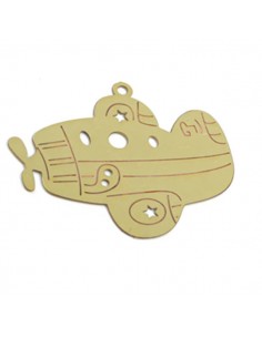 Charm in ottone grezzo "Lovely Plane" 25x21x0,3mm, x 1