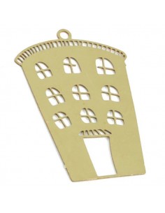 Charm in ottone grezzo "Candy House" 28x18 x0,3mm, x 1