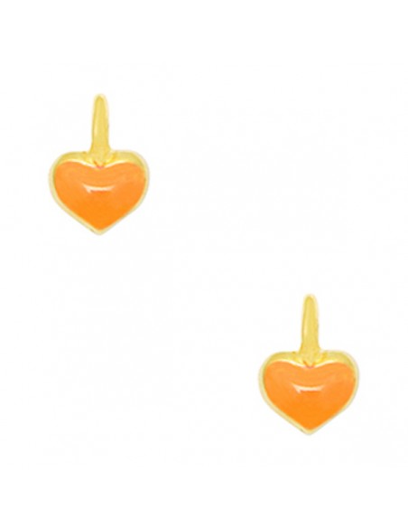 Piccolo charm pendente dorato cuore con smaltatura giallo girasole nel centro 7x5 mm, x 1