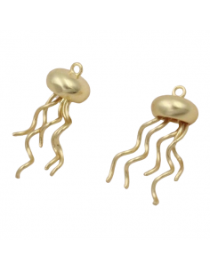 Charm dorato matt medusa in 3d 10x20x4mm, x 1
