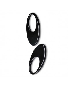 Coppia Charms in resina ovali con foro ovale neri 33x16x2...